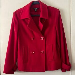 Vibrant Red Double-Breasted Pea Coat